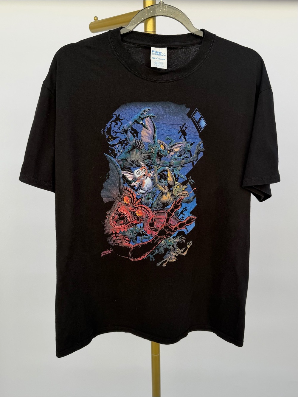 Gremlins Gizmo Character Collage Black Graphic T-Shirt Halloween Horror